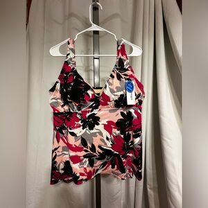 Swimsuits For All Floral One Piece - Red, Black, Pink